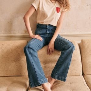 Sezane Tommy Trousers Blue Denim 36 Us4 